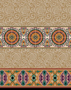 Geometrik Çiçekler Tekstil kumaş baskısı için çizgili güzel renk kombinasyonu çiçekli soyut desen, arkaplan, duvar kağıdı, ekran ve dijital bez baskı