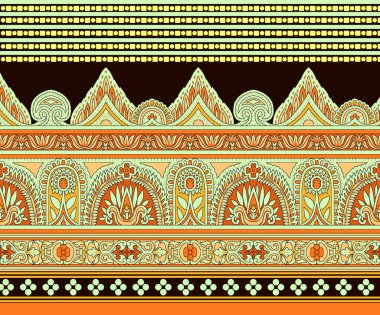 Dijital yazdırma tasarımı için soyut Dijital ve Ekran Deseni Sınır Tasarımı 