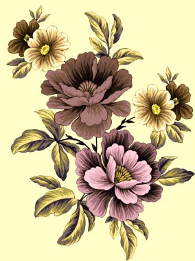 Dijital ve Ekran Yazdırma Tasarımı için Tekstil Çiçekleri Kumaş baskı tasarımı 