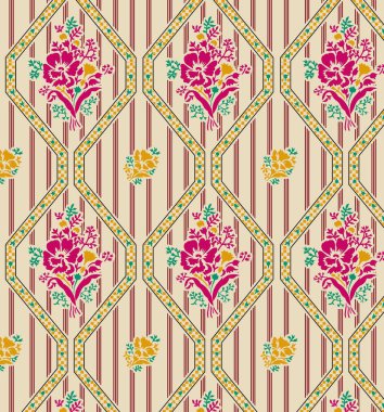 Çiçekli kusursuz soyut desenli geometrik desen. El çizimi arka plan. Duvar kağıdı ya da kumaş için çiçek deseni. Çiçek desenli stil 