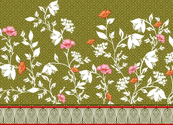 Kumaş baskı tasarımı için tekstil Soyut ve Geometrik Çiçekler kenarlıkları Dijital ve ekran desenli desen biçimi 