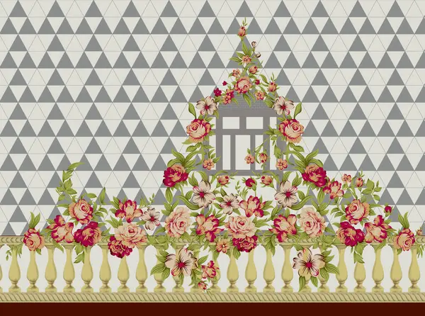 Kumaş baskı tasarımı için tekstil Soyut ve Geometrik Çiçekler kenarlıkları Dijital ve ekran desenli desen biçimi 