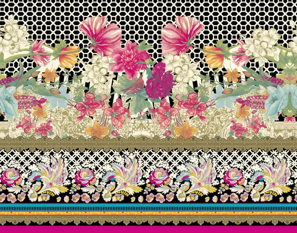 Tekstil Tasarımı Önü Dijital ve Ekran Yazdırma Kenarlığı Tasarımı 