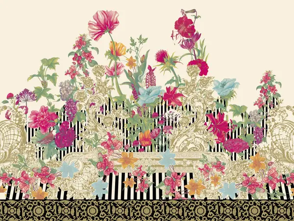 Tekstil Tasarımı Önü Dijital ve Ekran Yazdırma Kenarlığı Tasarımı 