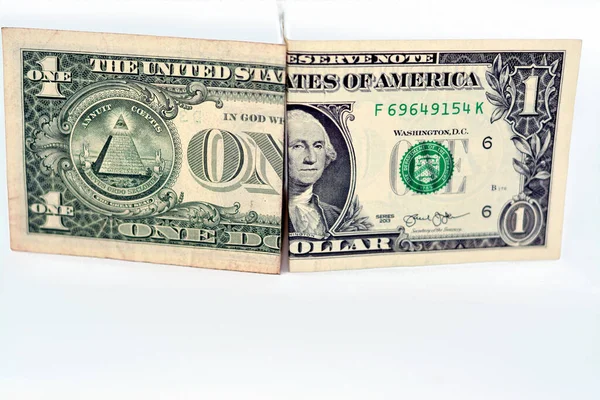 Teil Der Vorder Und Rückseite Eines Ein Dollar Bargeldscheins Halb — Stockfoto