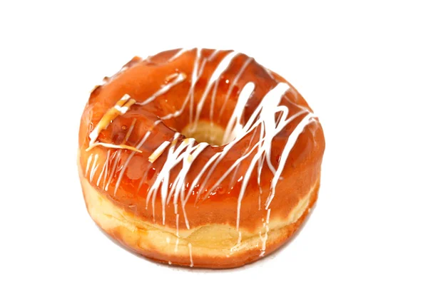 Кольцевой Пончик Карамелью Белым Шоколадным Соусом Застекленная Дрожжи Подняты Американский — стоковое фото