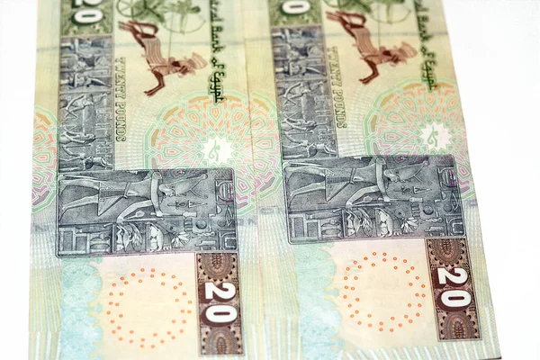 Lado Reverso Egp Veinte Billetes Dinero Libras Egipcias Serie 2022 —  Fotos de Stock