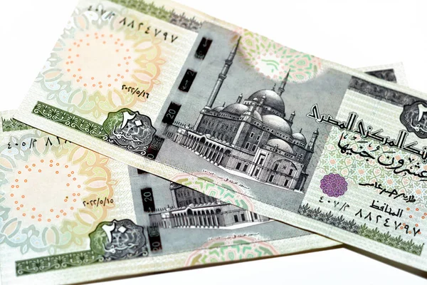 Εμπροσθότυπος Πλευρά Του Egp Είκοσι Αιγυπτιακές Λίρες Χαρτονομίσματα Νόμισμα Της — Φωτογραφία Αρχείου