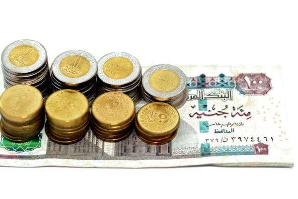 Pilha 100 Egp Cem Libras Egípcias Notas Dinheiro Com Pilhas — Fotografia de Stock
