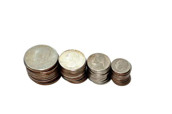 Купа Старих Американських Монет Півдолара Джон Кеннеді Ятдесят Ятдесят Ятдесят — стокове фото