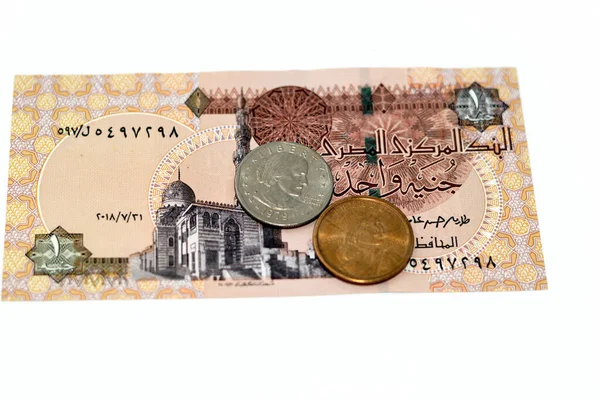 Egyptian American Money Background Egp One Egyptian Pound Banknote Usd — Stock Photo, Image