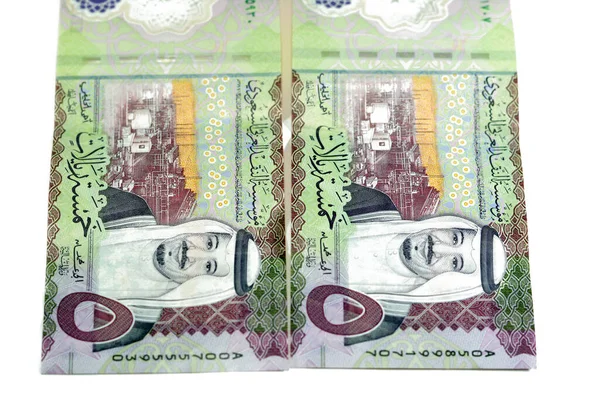 新聚合物5 Sar的正反两面5沙特阿拉伯里亚尔现钞钞票1441 Ah系列的特点是在Rub Khali和Salman Bin Abdulaziz Saud国王的Shaybah炼油厂 — 图库照片
