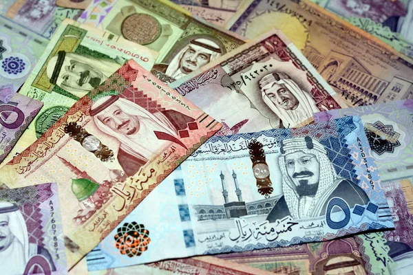 Saudi Arabien Rial Geldscheinsammlung Aus Verschiedenen Zeiten Und Werten Mit — Stockfoto