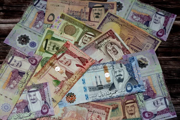 Саудівська Аравія Ріал Грошові Банкноти Колекція Різний Час Цінності Представляють — стокове фото