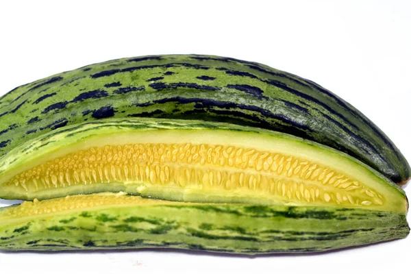 Armenian Cucumber Cucumis Melo Var Flexuosus Type Long Slender Fruit — Stock Photo, Image