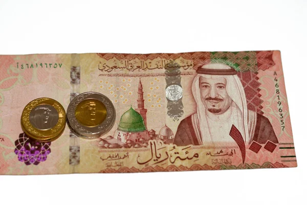 Лицьовій Стороні 100 Sar Сто Саудівська Аравія Riyals Грошова Банкнота — стокове фото