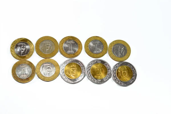 Saudi Arabien Münzen Sar Ein Und Zwei Saudi Arabischen Riyals — Stockfoto