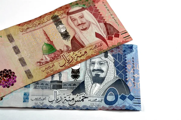 500 Sar Quinientos Riales Arabia Saudita Dinero Efectivo Con Rey —  Fotos de Stock