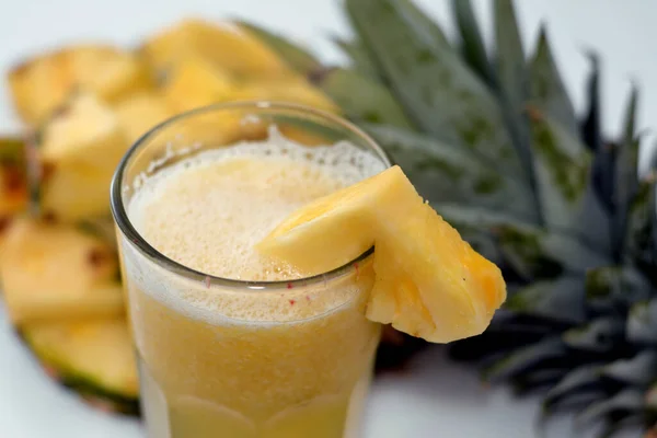 Ananas Juice Ananas Comosus Tropisk Plante Med Spiselig Frugt Familien - Stock-foto
