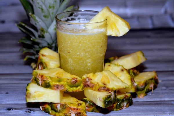 Pineapple Juice Ananas Comosus Tropical Plant Edible Fruit Family Bromeliaceae — Stock Photo, Image