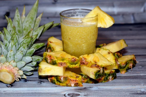Pineapple Juice Ananas Comosus Tropical Plant Edible Fruit Family Bromeliaceae — Stock Photo, Image