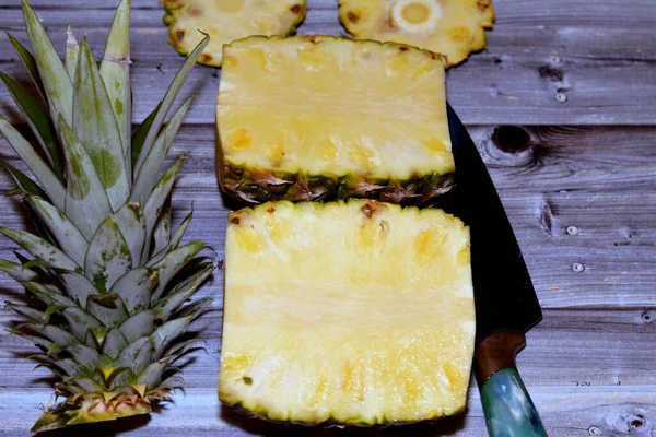 Piña Ananas Comosus Una Planta Tropical Con Fruto Comestible Familia — Foto de Stock