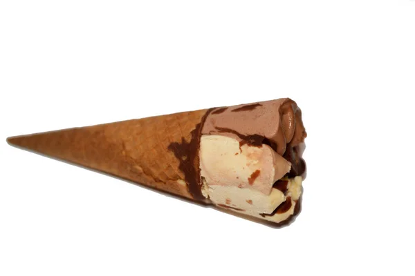 Ice Cream Cocoa Chocolate Vanilla Cone Chocolate Bar Piece Crispy — Stock Photo, Image