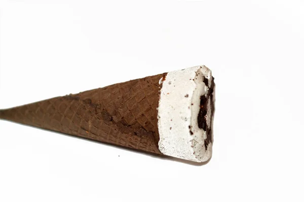 Cone Baunilha Sorvete Com Cobertura Pedaços Lascas Chocolate Cones Wafer — Fotografia de Stock