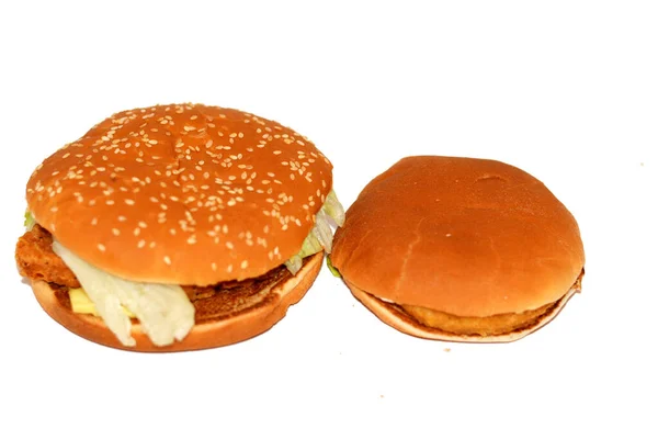 Grote Kip Patty Filet Burger Bekroond Met Heerlijke Saus Verse — Stockfoto