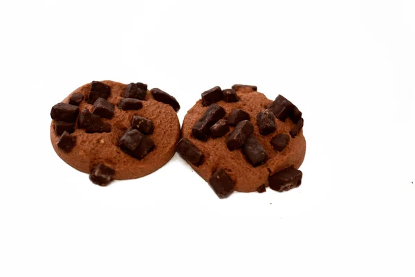 Biscoitos Chocolate Fresco Assado Com Pedaços Chocolate Biscoitos Tradicionais Chocolate — Fotografia de Stock