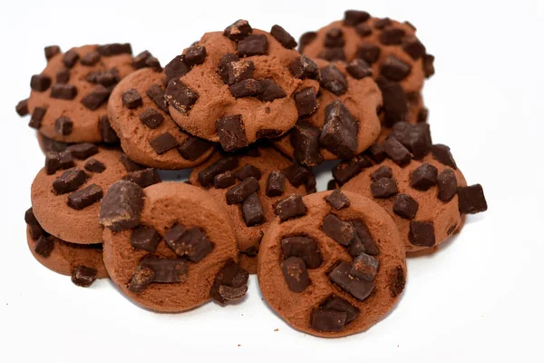 Galletas Chispas Chocolate Recién Horneadas Con Trozos Chocolate Galletas Chispas — Foto de Stock