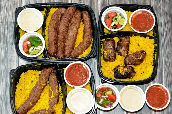 Kuchnia Arabska Tradycyjne Jedzenie Wołowina Kofta Kebab Tarb Kofta Shish — Zdjęcie stockowe