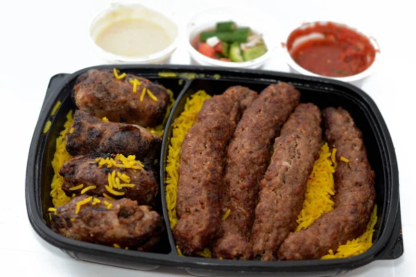 Cozinha Árabe Comida Tradicional Carne Bovina Kofta Kebab Tarb Kofta — Fotografia de Stock