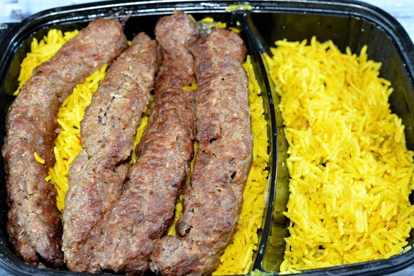 Cucina Araba Tradizionale Carne Manzo Kofta Kebab Tarb Kofta Shish — Foto Stock