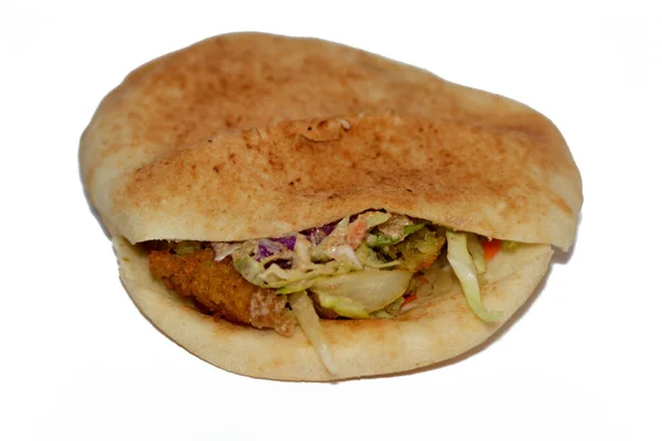 Stuffed Falafel Sandwich Very Popular Traditional Egyptian Food Warm Pita — Stock Photo, Image