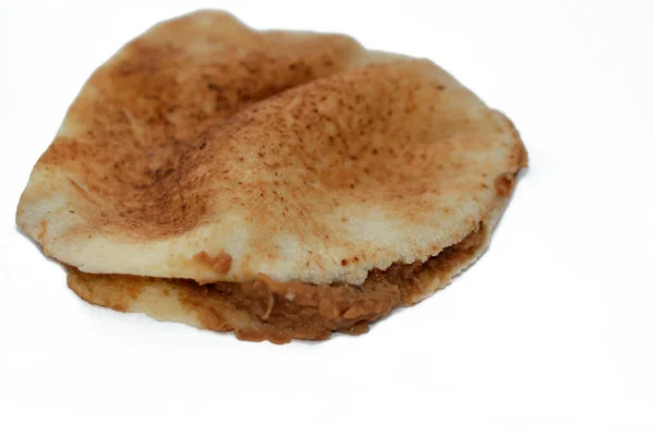 Shami Pão Pita Sírio Com Purê Fava Misturado Com Óleo — Fotografia de Stock
