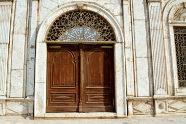 The great mosque of Muhammad Ali Pasha or Alabaster mosque in Citadel of Cairo, the main material is limestone and alabaster located in Salah El Din Castle, details of mosque exteriors, doors, windows