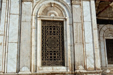 The great mosque of Muhammad Ali Pasha or Alabaster mosque in Citadel of Cairo, the main material is limestone and alabaster located in Salah El Din Castle, details of mosque exteriors, doors, windows