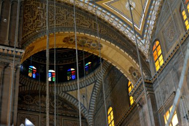 Details of the interiors of the main hall of The great mosque of Muhammad Ali Pasha or Alabaster mosque in Citadel of Cairo, the main material is limestone and alabaster located in Salah El Din Castle