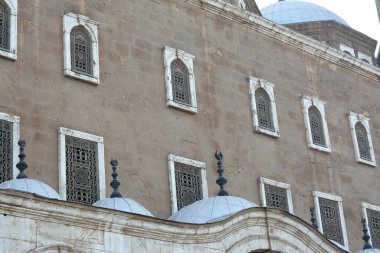 The great mosque of Muhammad Ali Pasha or Alabaster mosque in Citadel of Cairo, the main material is limestone likely sourced from the Great Pyramids of Giza and alabaster, Salah El Din Castle