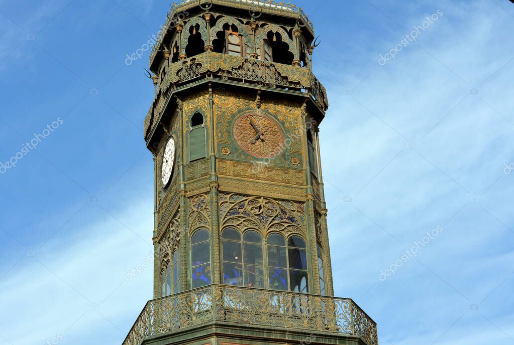 The clock tower of The great mosque of Muhammad Ali Pasha or Alabaster