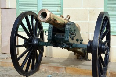 An old ancient Ramadan iftar cannon that used to fire to announce the time that Muslims break their fasting in Ramadan at sunset time located in Cairo citadel Saladin castle in Egypt