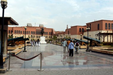 Cairo, Egypt, January 7 2023: old coastal gun used in old wars from the Egyptian national military museum in Cairo citadel, official army museum, selective focus