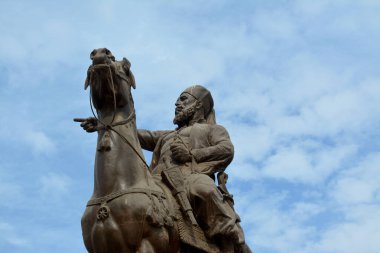 Cairo, Egypt, January 7 2023: Ibrahim Pasha statue on his horse from the Egyptian national military museum in Cairo citadel, official army museum, selective focus