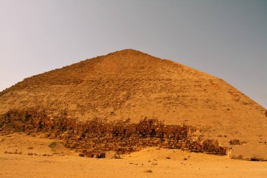 The Bent Pyramid of king Sneferu, A unique example of early pyramid development in Egypt located at Dahshur Badrashin Badrshein city, made of ancient limestone, height 104 meters, base 189 meters