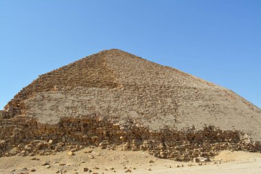 The Bent Pyramid of king Sneferu, A unique example of early pyramid development in Egypt located at Dahshur Badrashin Badrshein city, made of ancient limestone, height 104 meters, base 189 meters
