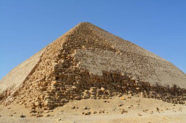 The Bent Pyramid of king Sneferu, A unique example of early pyramid development in Egypt located at Dahshur Badrashin Badrshein city, made of ancient limestone, height 104 meters, base 189 meters