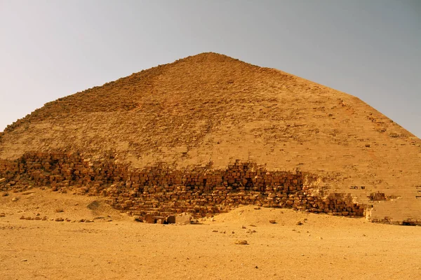 The Bent Pyramid of king Sneferu, A unique example of early pyramid development in Egypt located at Dahshur Badrashin Badrshein city, made of ancient limestone, height 104 meters, base 189 meters