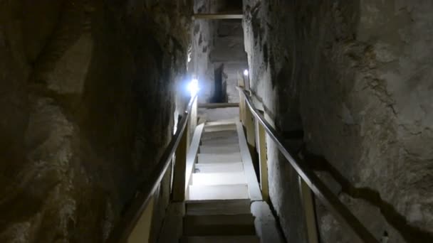 Details Interior Passages Bent Pyramid King Sneferu Unique Example Early — Wideo stockowe