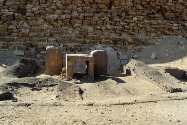 The mortuary funerary temple or sanctuary, causeway and the valley temple of The Bent Pyramid of king Sneferu, A unique example of early pyramid development in Egypt located at Dahshur Badrashin
